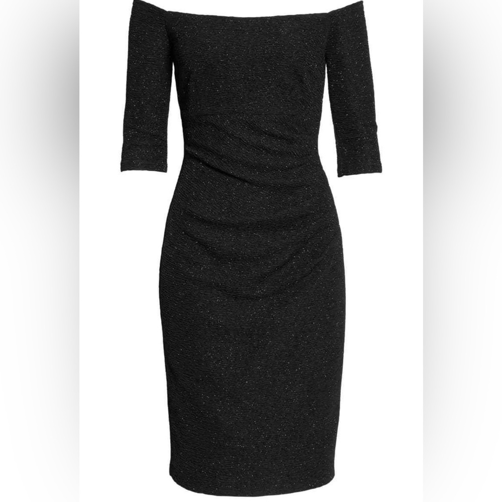 Eliza J black sparkle off the shoulder dress size 6. Formal stunner !